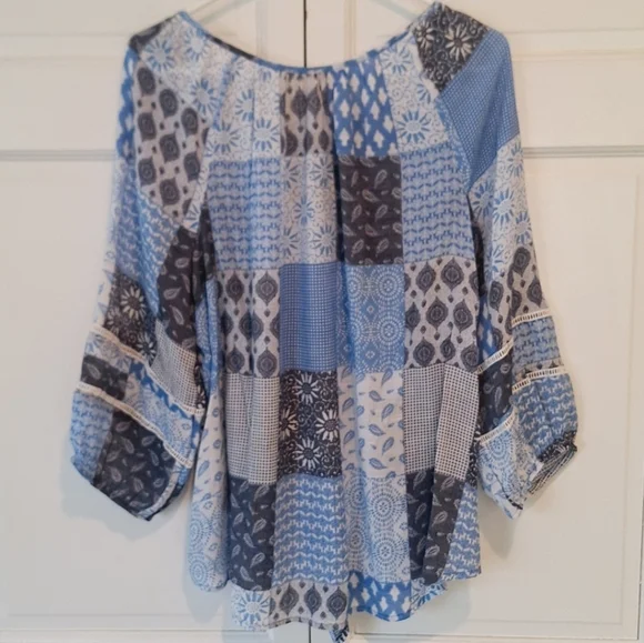 Ruby Rd blue patchwork blouse - Picture 4 of 5